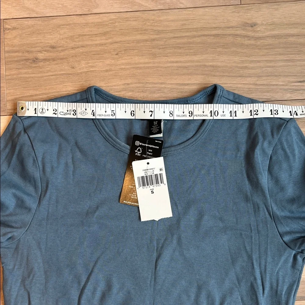 NWT Ralph Lauren Classic Long Sleeve Crew Neck Top in Dusty Blue Size S - Picture 7 of 9